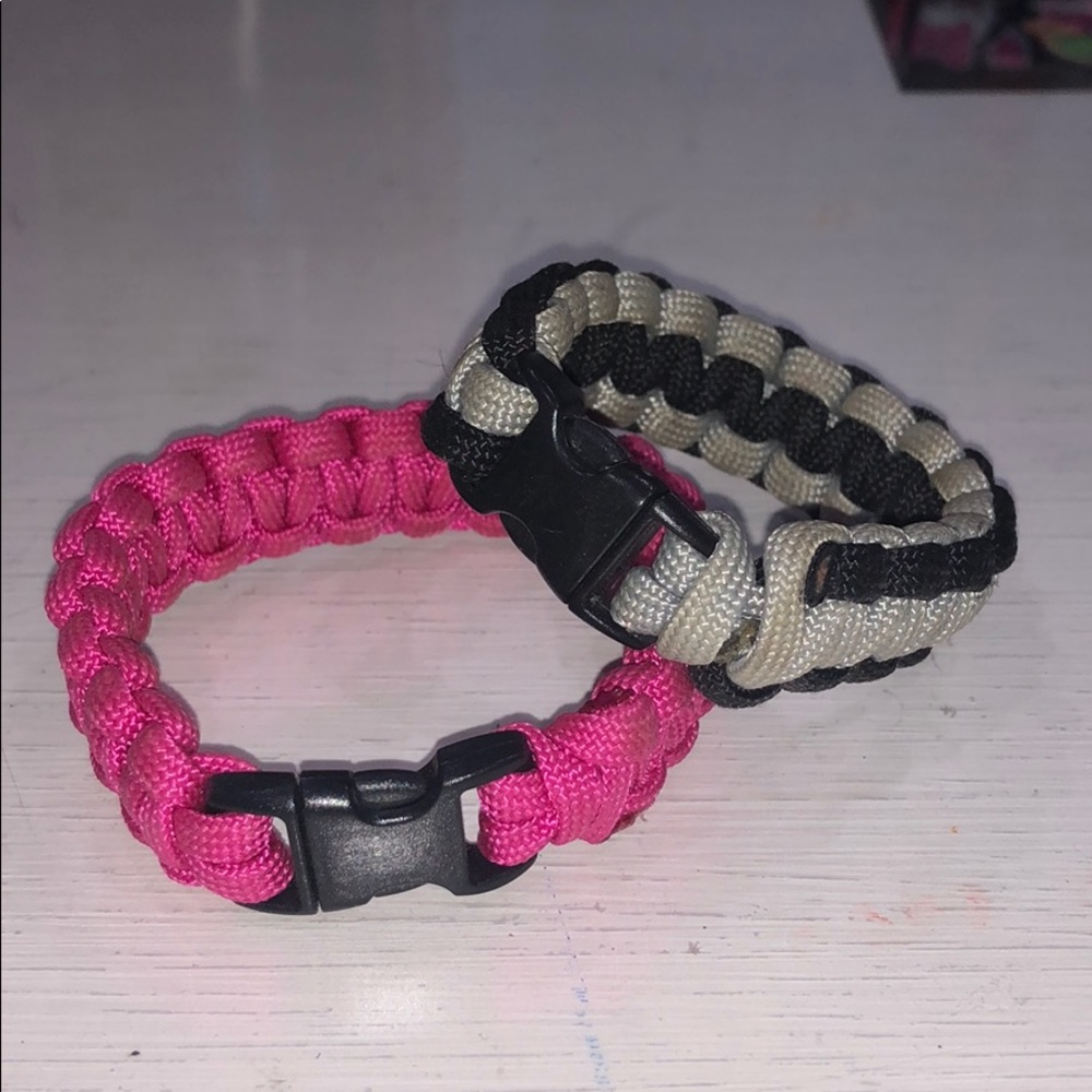 Paracord utility bracelets pink black gray